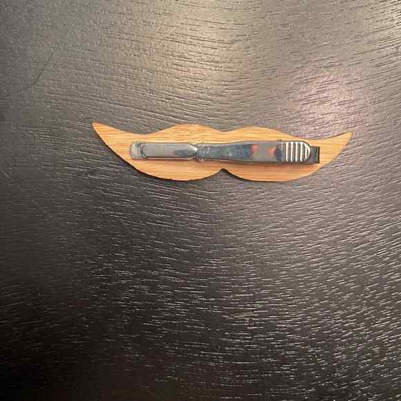Mens Tie Clip Wooden Mustache Clip - Picture 4 of 4